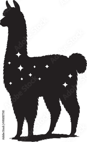 Alpaca silhouette and black vector