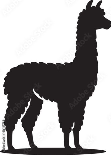 Alpaca silhouette and black vector