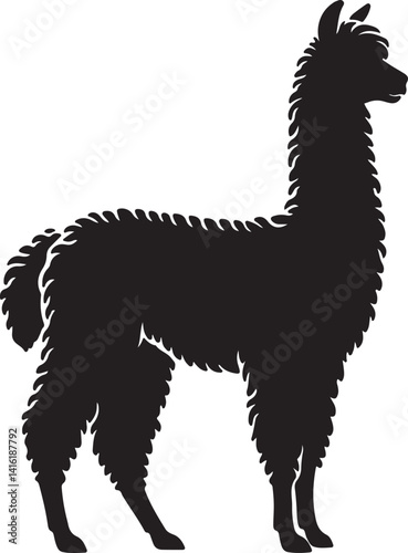 Alpaca silhouette and black vector