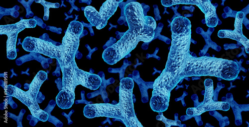 Fotografie Bifidobacterium Probiotic Bacteria Gut Microbiota as good Bacteria in the intestine as healthy bacterium inside the body as digestive microflora in the colon or bowel as microbiome