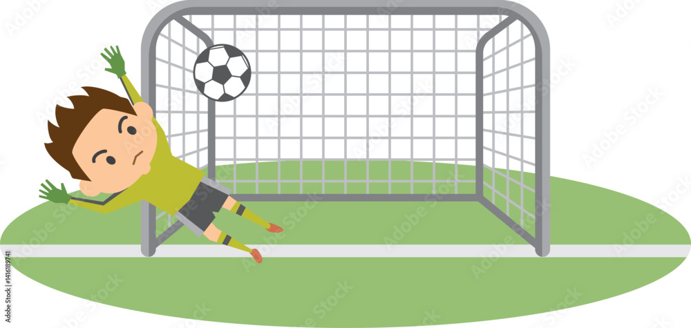 Fototapeta premium サッカーのゴールキーパーのイメージイラスト