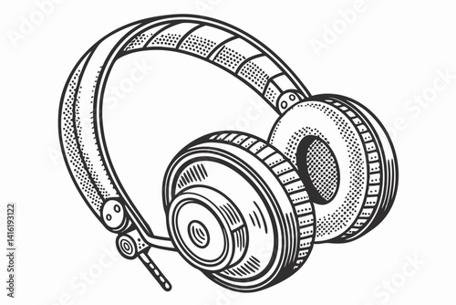 Classic Transistor Radio Line Art Illustration on White
