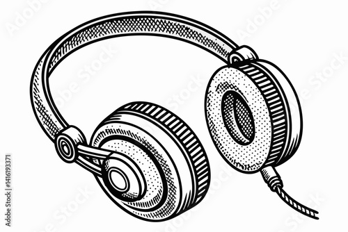 Classic Transistor Radio Line Art Illustration on White