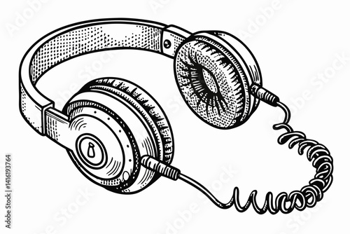 Classic Transistor Radio Line Art Illustration on White