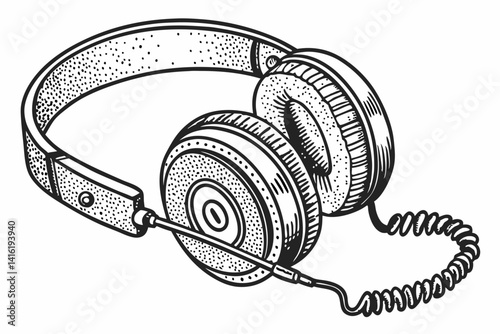 Classic Transistor Radio Line Art Illustration on White