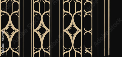 Elegant Black and Gold Art Deco Pattern_Sophisticated Background with Geometric Motifs_Luxurious Design for Modern Projects_Abstract Golden Ornamentation