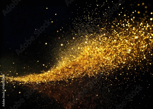 Wallpaper Mural Golden Glitter Overlay, Black Background, Festive Sparkle, Falling Dust, Holiday Decoration, Shiny Texture Torontodigital.ca