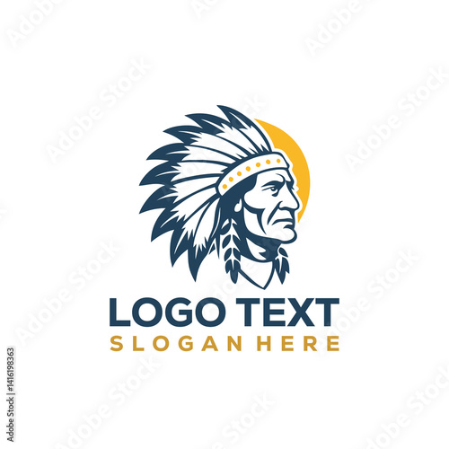 American Indian Chief. Logo or icon. Vector illustration isolated on white background