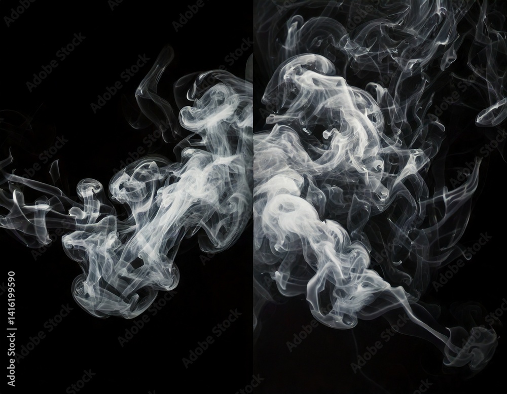 custom made wallpaper toronto digital Generative ai picture image collage of grey smoke over black dark background