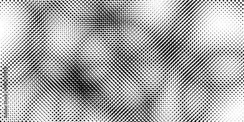 Monochrome round gradient halftone dots background. Vector illustration. Abstract regular pop art dots on white background