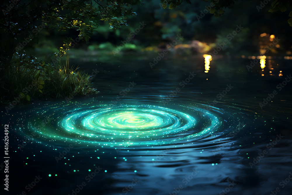 Fototapeta premium bioluminescent algae bloom,