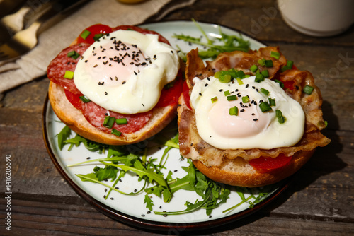 Plate with tasty eggs Bened...
