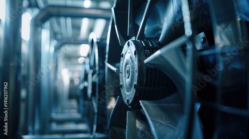 industrial fan spinning, wind blowing, shot on ARRI, cinematic, modern