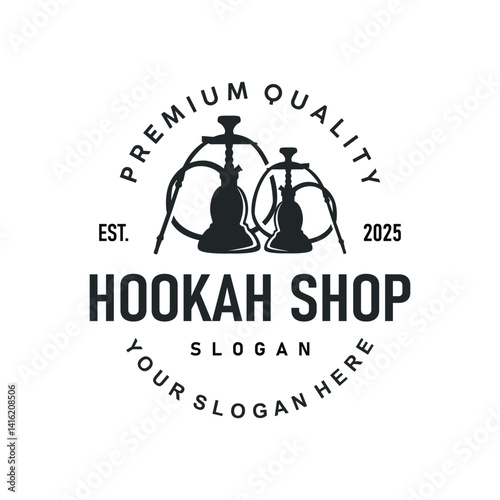 Old retro vintage design hookah logo shisha bar concept simple minimalist retro illustration templet symbol brand bar, restaurant, shop, and business brand