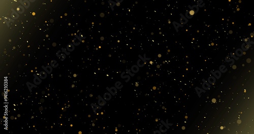 Subtle Gold dust particle background overlay realistic light dust effect in black. Air overlay small dust dirt flying shimmering real-like particles fairy fantasy transparent atmosphere overlay fx.