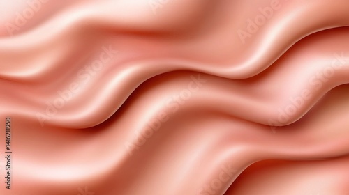 Soft, peach-toned silk fabric drapes in elegant folds. photo
