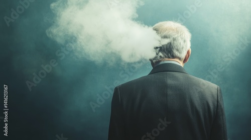 Businessman with steaming head concept stress burnout and mental health