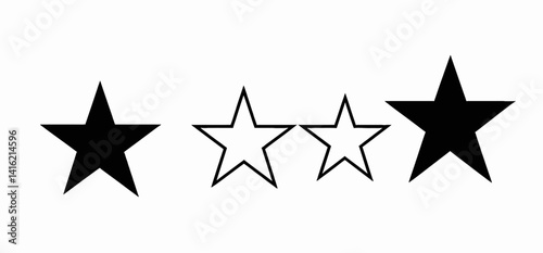 Four Star Rating Graphic_Black and White Star Icons_Customer Review Symbol_Vector Star Illustrations for Websites and Apps_Quality Feedback Design Element