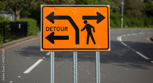 Directional Detour Signage Guidance for Pedestrians and Vehicles in Roadwork Zone