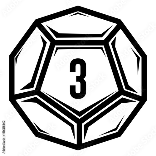 Dice D12 Natural 3