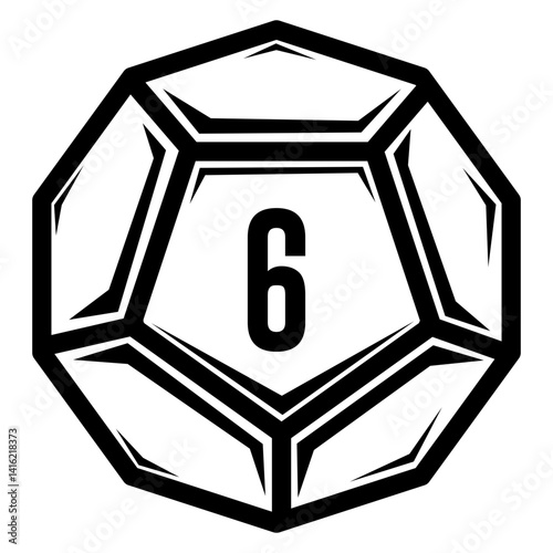 Dice D12 Natural 6