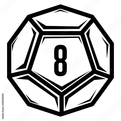 Dice D12 Natural 8