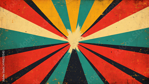 Vibrant retro sunburst design in warm, earthy tones.  Perfect for vintage-inspired projects.