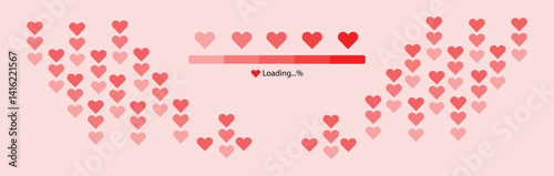 Heart icon. valentines day. relationship level measuring indicator sign. vector illustration 