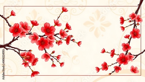 Soft Red Ombre Frame with Decorative Hearts for Mom