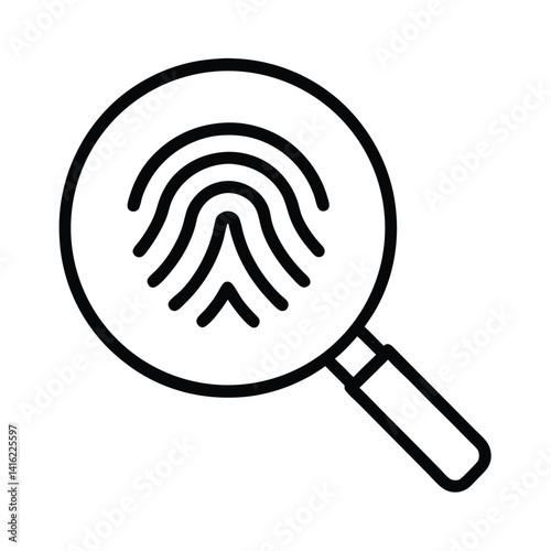 Magnifying Glass Icon with Fingerprint Icon