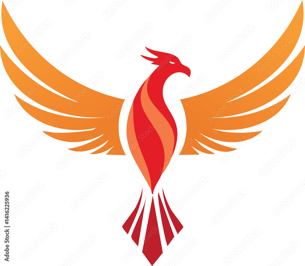 Fototapeta premium minimalist vector art logo illustration of phoenix