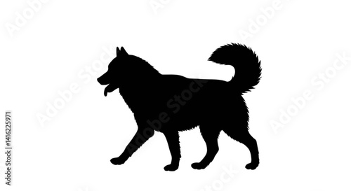 A black silhouette icon of a husky on white background 