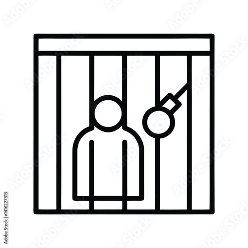 Minimalist Inmate Icon Prisoner Behind Bars Icon