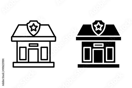 Police Station Public Facility icon illustration