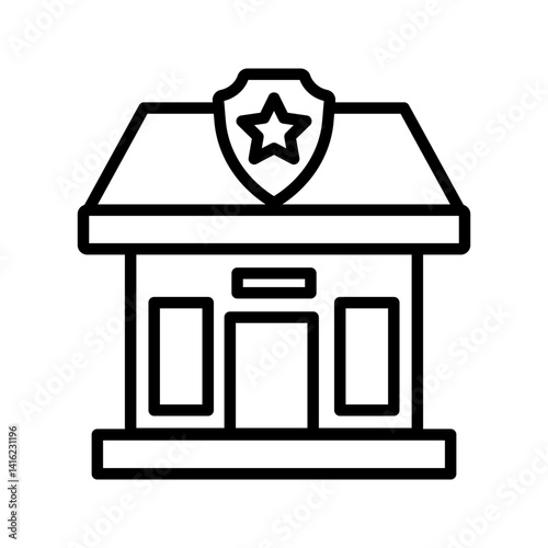 Police Station Public Facility icon illustration