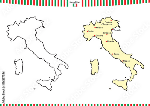 イタリアの手描き地図セット
