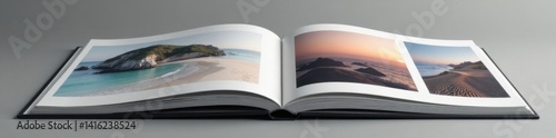 Sleek grey photo album with minimalist design and clean lines, grey accents, geometric shape