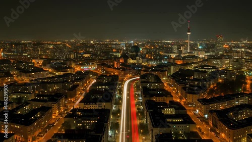 Wallpaper Mural Aerial View of Cityscape at Night with Traffic Light Trails Time Lapse Torontodigital.ca