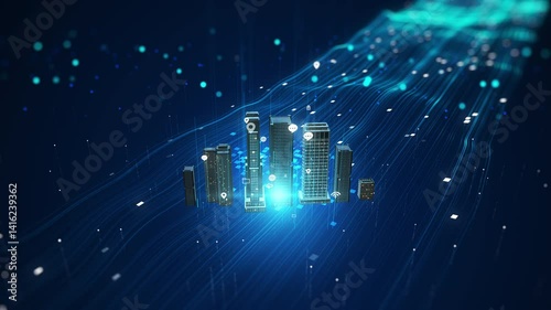 digital way data connect city icon symbols
