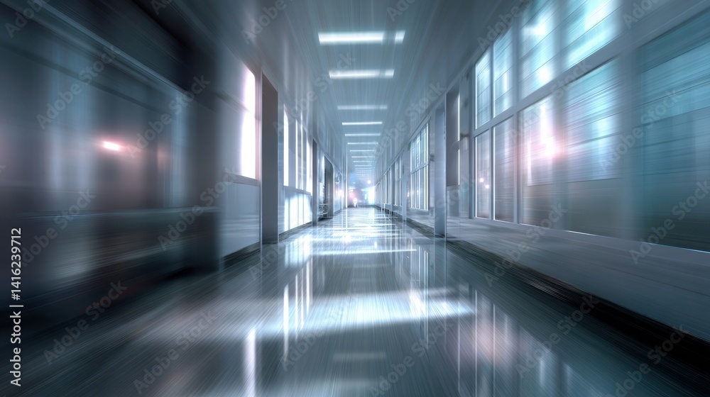 Fototapeta premium A futuristic corridor with sleek lines and glowing lights, highlighting modern architecture and design.