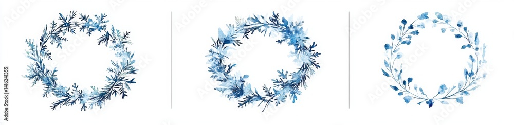 Obraz premium Delicate Blue Floral Wreaths (1)