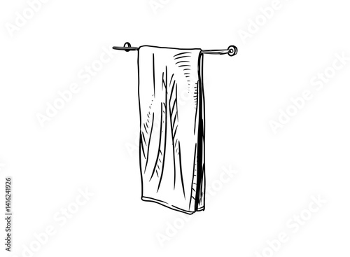 Illustration of an Bathroom Towel Equipment Handdrawn