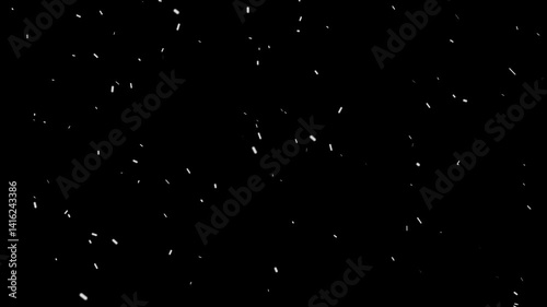Slow motion falling snow animation carried by the wind, blurred snowfall with alpha channel