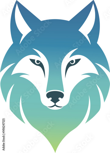 minimalist vector art logo illustration of A modern and sleek wolf head