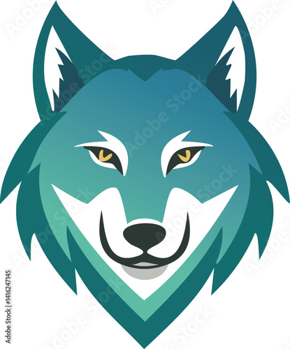 minimalist vector art logo illustration of A modern and sleek wolf head
