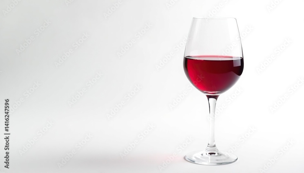 Single glass of ruby red wine against bright white, isolated, red Single glass of ruby red wine against bright white, isolated, red