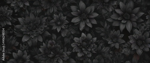 Wallpaper Mural Abstract charcoal floral wallpaper, dark tones, seamless repeat, dark, decor, monochrome Torontodigital.ca