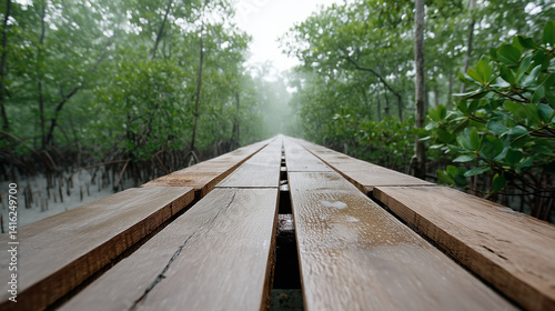 Wooden Path into Green Fore...