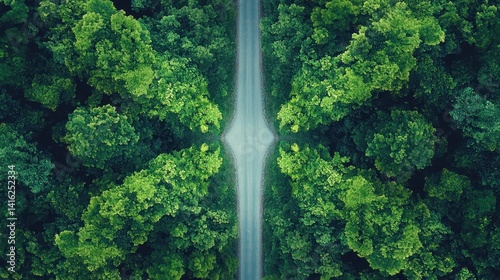 A conceptual image of two roads diverging in the forest, symbolizing choices and decisions in life.