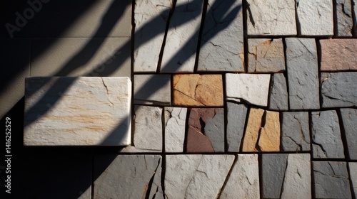 Sunlit Stone Mosaic  Textured  Earthy Hues in a Modern Composition